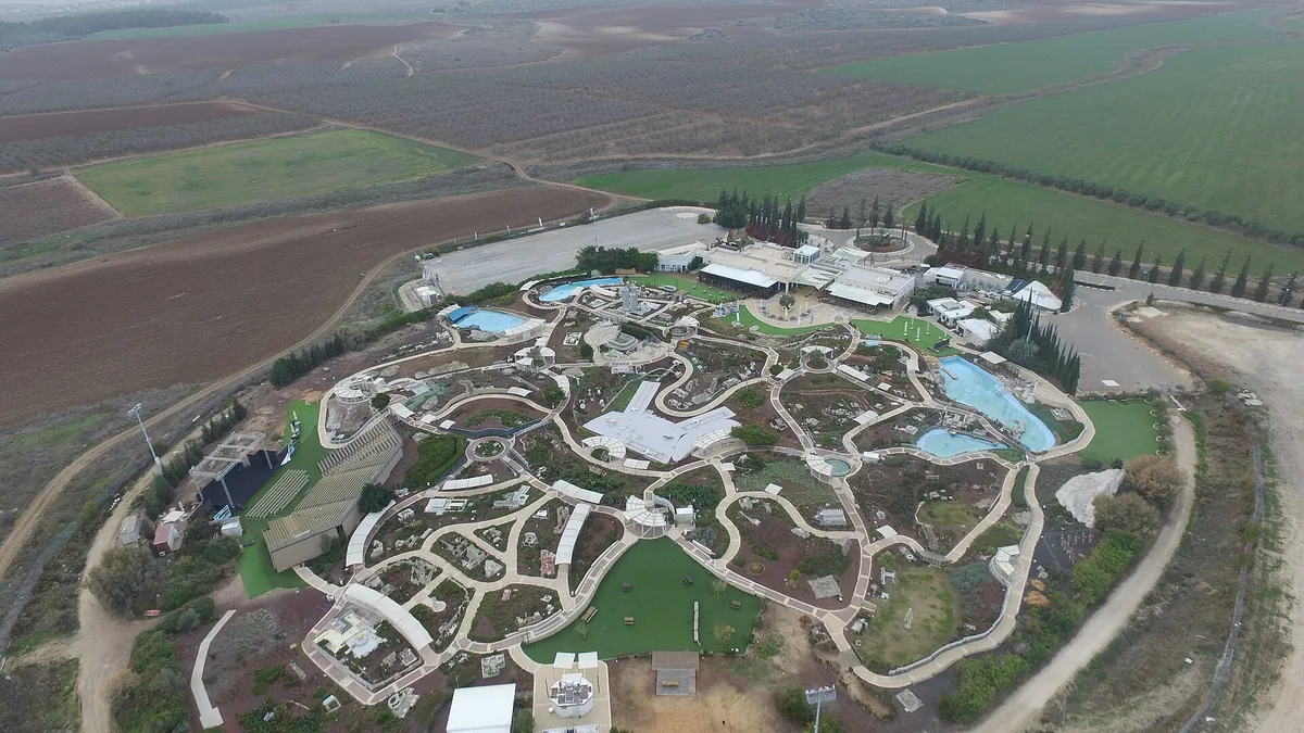 Aerial view of the Mini Israel miniature park at Latrun