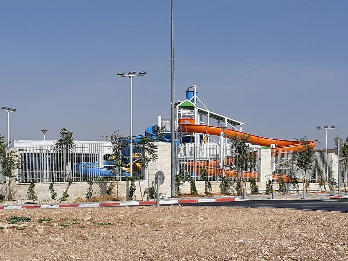 Water slides at the Modiin water park, newly opened in 2020