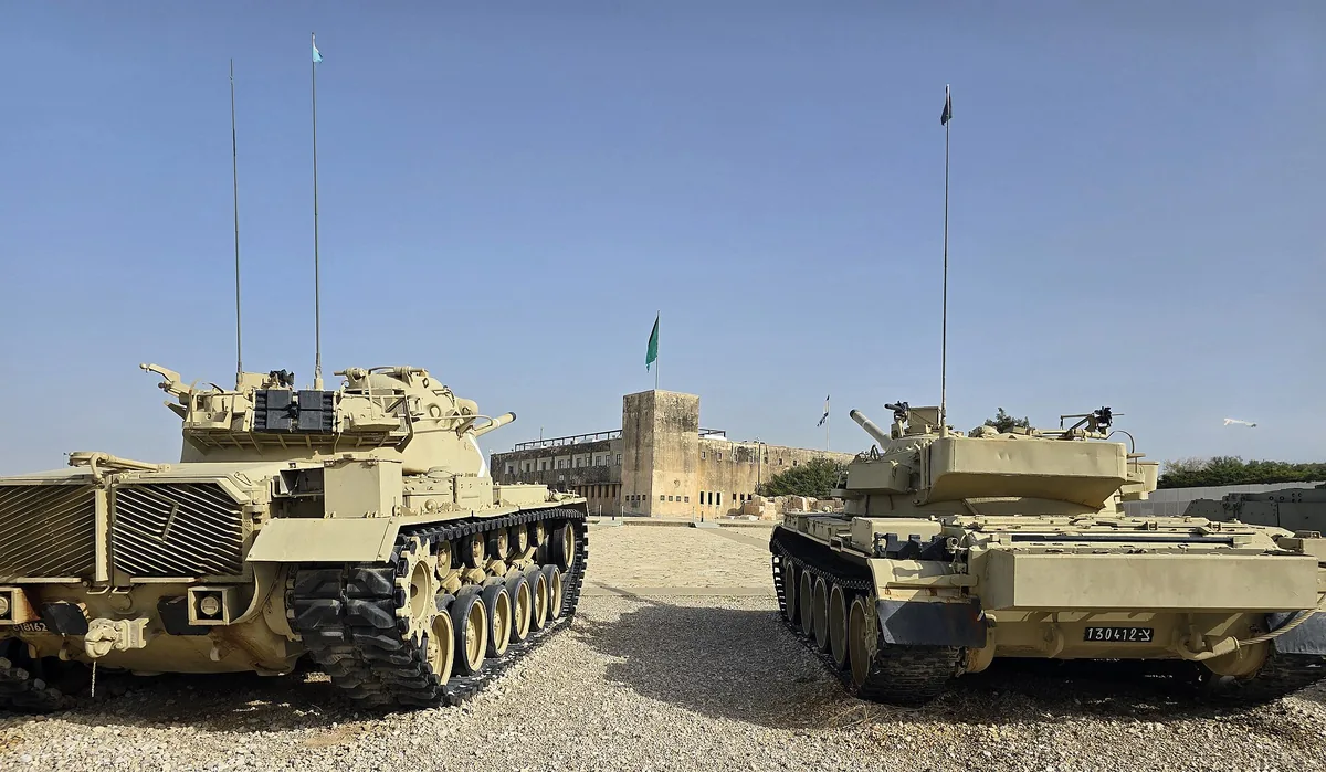 An armoured vehicle on display at the Yad La-Shiryon memorial site, Latrun